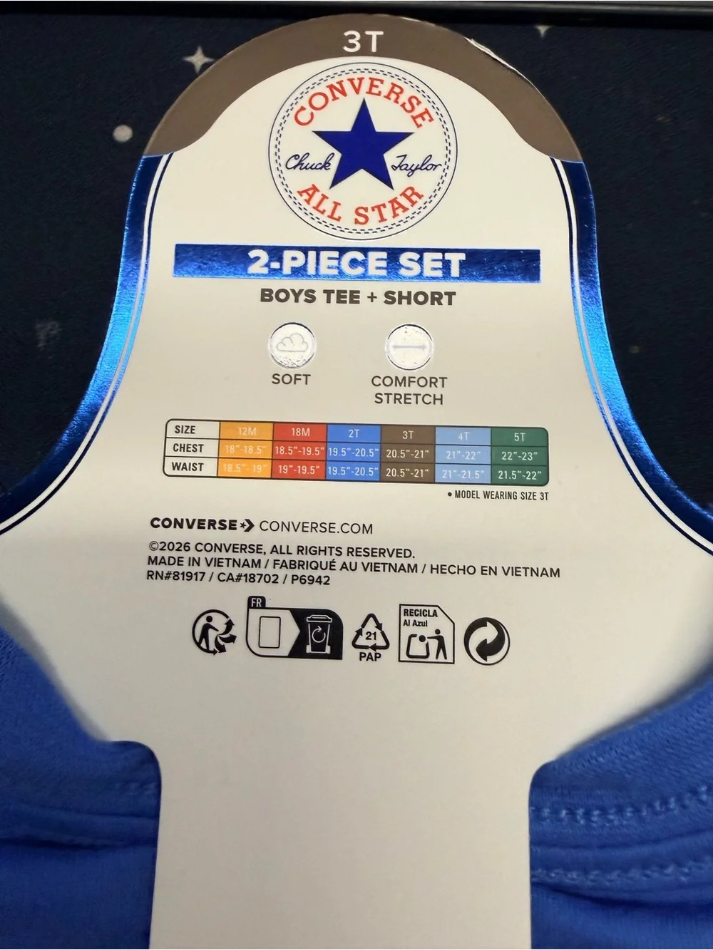 Converse Blue Graphic Tee and Orange Shorts Kids Set